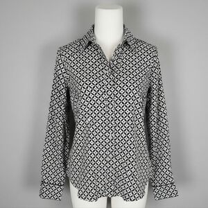 Lauren Ralph Lauren Women's Geo-Print Twill Shirt, Navy/Cream Size XS